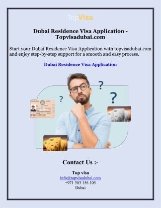 Dubai Residence Visa Application - Topvisadubai.com