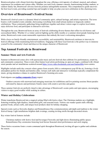 Festivals in Brentwood – Your Complete Guide to Local Celebrations