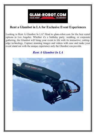 Rent a Glambot in LA for Exclusive Event Experiences