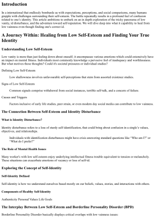 A Journey Within: Healing from Low Self-Esteem and Finding Your True Identity
