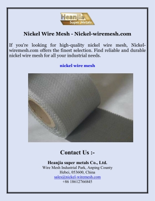 Nickel Wire Mesh - Nickel-wiremesh.com