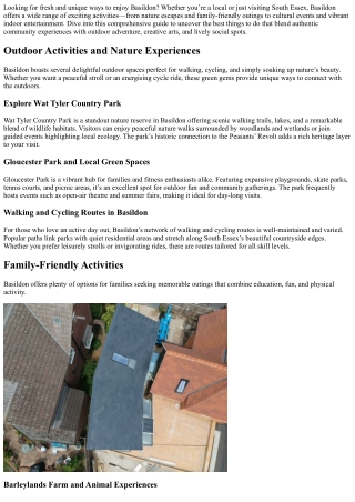 Discover Unique Things to Do in Basildon in 2025