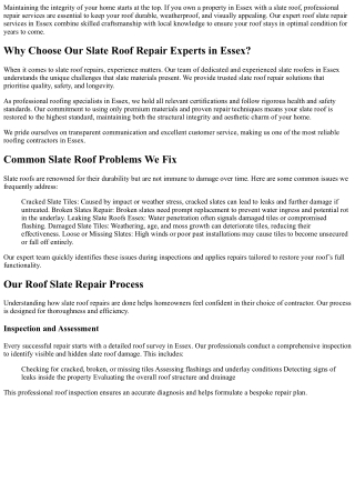 Roof Slate Repair Services in Essex