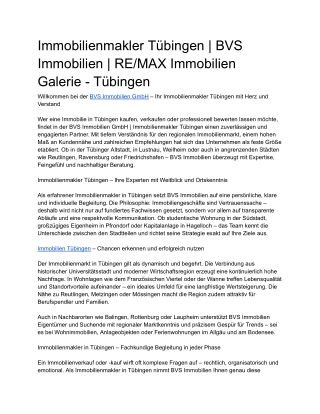 Immobilienmakler Tübingen _ BVS Immobilien _ RE_MAX Immobilien Galerie - Tübingen