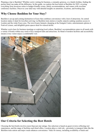 Best Hotels in Basildon – Top Places to Stay in 2025