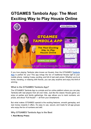 GTGAMES Tambola App_ The Most Exciting Way to Play Housie Online