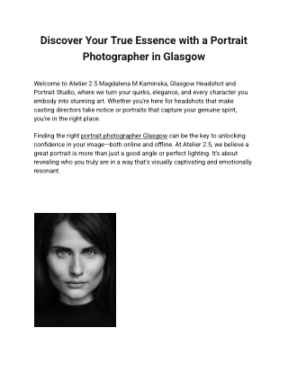 Discover Your True Essence with a Portrait Photographer in Glasgow