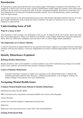 From Emptiness to Empowerment: Building Self-Esteem in a Fragmented Identity