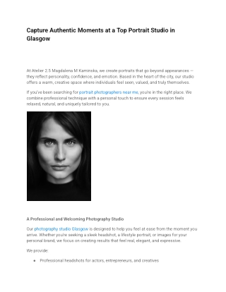 Capture Authentic Moments at a Top Portrait Studio in Glasgow