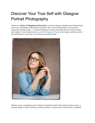 Discover Your True Self with Glasgow Portrait Photography