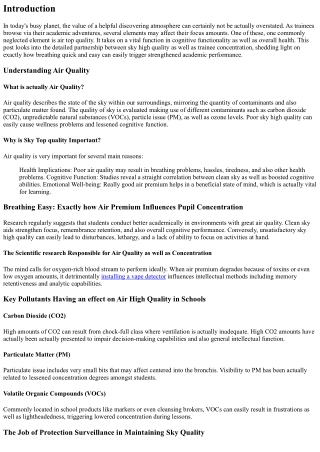 Breathing Easy: Exactly How Sky Premium Influences Trainee Concentration