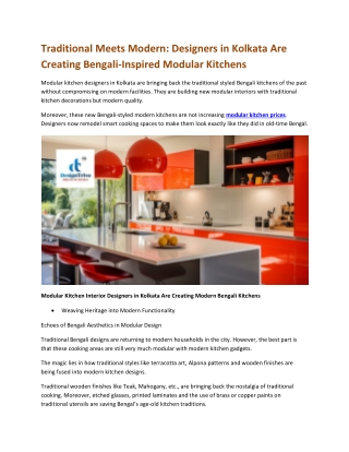 Traditional Meets Modern Designers in Kolkata Are Creating Bengali-Inspired Modular Kitchens