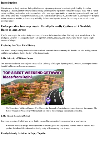 Unforgettable Journeys Await: Family-Friendly Options at Affordable Rates in Ann