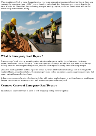 Emergency Roof Repair Essex – Fast, Reliable Local Service