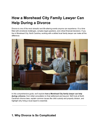 How a Morehead City Family Lawyer Can Help During a Divorce
