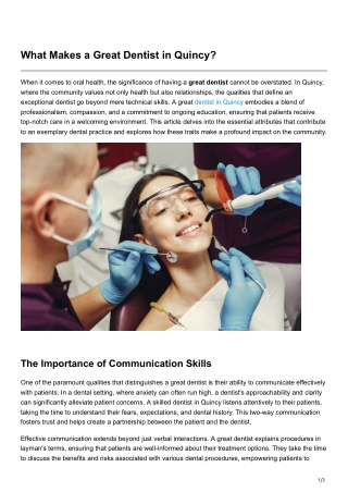 What Makes a Great Dentist in Quincy