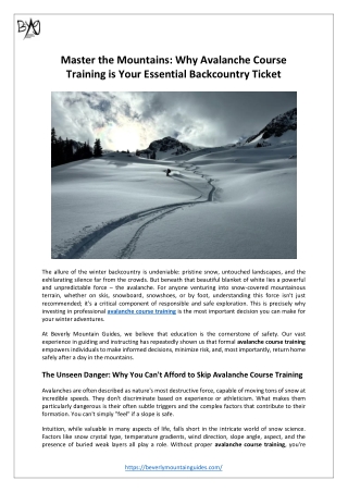 Master the Mountains: Why Avalanche Course Training is Your Essential Backcountr