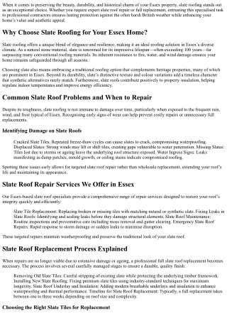 Slate Roof Repair and Replacement in Essex