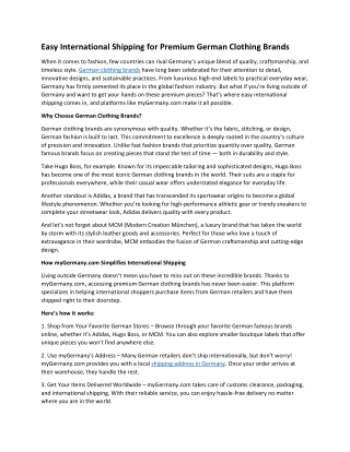 Easy International Shipping for Premium German Clothing Brands