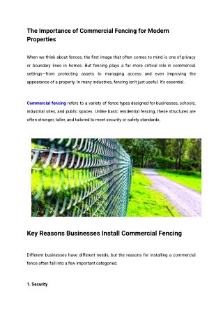 The Importance of Commercial Fencing for Modern Properties