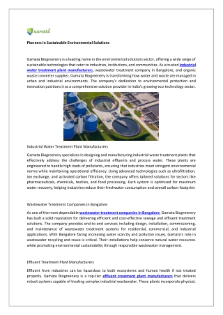 Pioneers in Sustainable Environmental Solutions