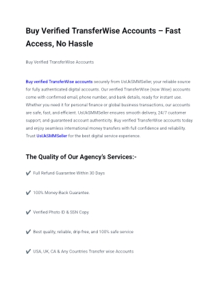 Buy Verified TransferWise Accounts – Fast Access, No Hassle