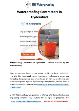Waterproofing Contractors in Hyderabad