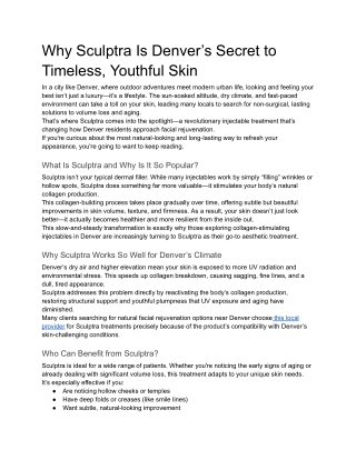 Why Sculptra Is Denver’s Secret to Timeless, Youthful Skin