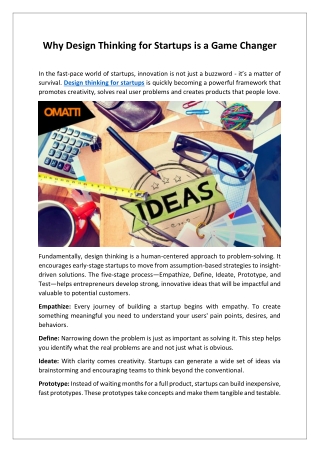 Why Design Thinking for Startups is a Game Changer