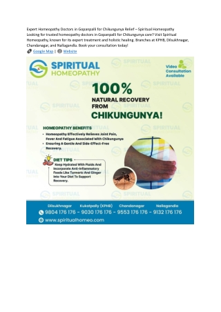 Expert Homeopathy Doctors in Gopanpalli for Chikungunya Relief