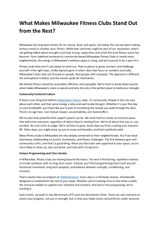 Milwaukee Fitness Clubs