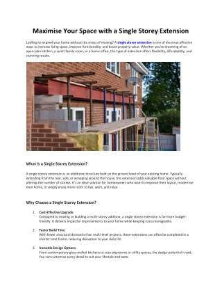 Single Storey Extension