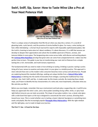 Swirl, Sniff, Sip, Savor How to Taste Wine Like a Pro at Your Next Potenza Visit