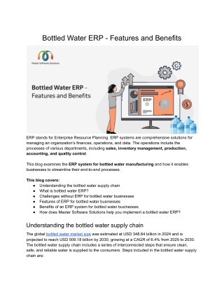 Bottled Water ERP - Features and Benefits