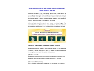 Not All Marble is Equal for God Statues Why We Use Makrana or Vietnam Marble for God Idols