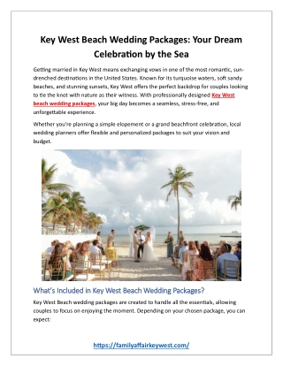 Key West Beach Wedding Packages: Your Dream Celebration by the Sea
