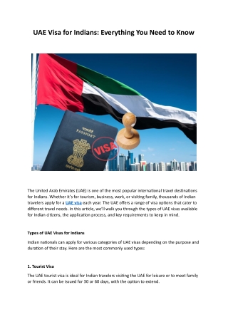 UAE Visa for Indians: Everything You Need to Know