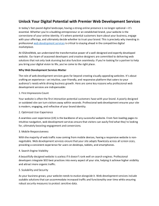 Unlock Your Digital Potential with Premier Web Development Services