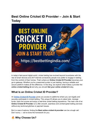 Best Online Cricket ID Provider – Join & Start Today