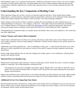 How Do Essex Roofing Companies Price Their Services in 2025?