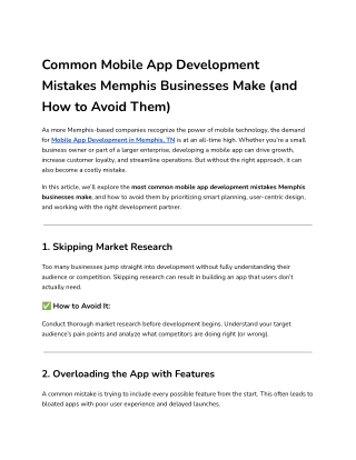 Common Mobile App Development Mistakes Memphis Businesses Make (and How to Avoid Them)