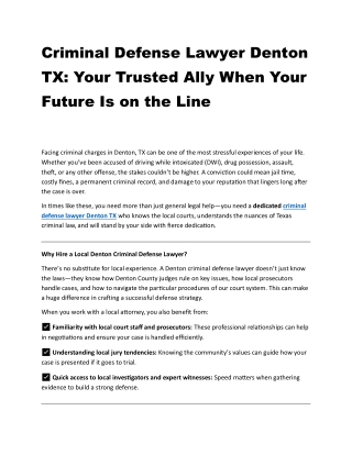 Criminal Defense Lawyer Denton TX