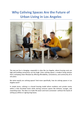 Why Coliving Spaces Are the Future of Urban Living in Los Angeles