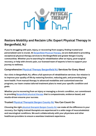 Bergenfield Physical Therapy