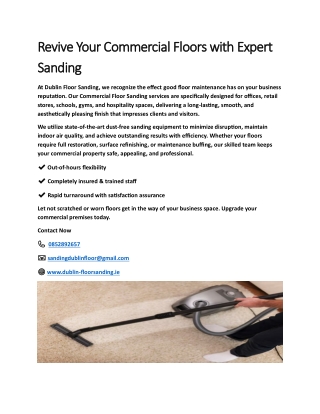 Revive Your Commercial Floors with Expert Sanding