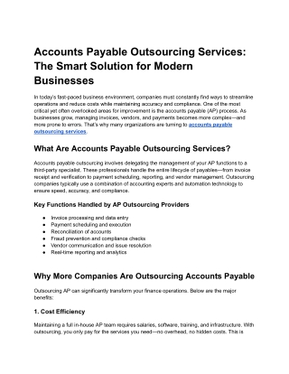 Outsource Accounts Payable Services Easily
