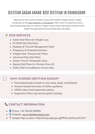 Dietitian Gagan Anand-Best Dietitian in Chandigarh