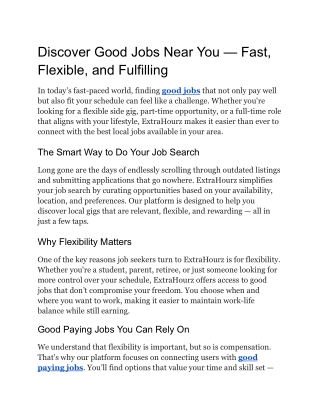 Discover Good Jobs Near You — Fast, Flexible, and Fulfilling