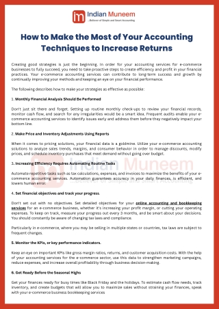 How to Make the Most of Your Accounting Techniques to Increase Returns