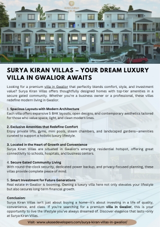 Surya Kiran Villas – Your Dream Luxury Villa in Gwalior Awaits